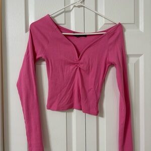 Abercrombie Pink V- Neck Long Sleeve Women's Top